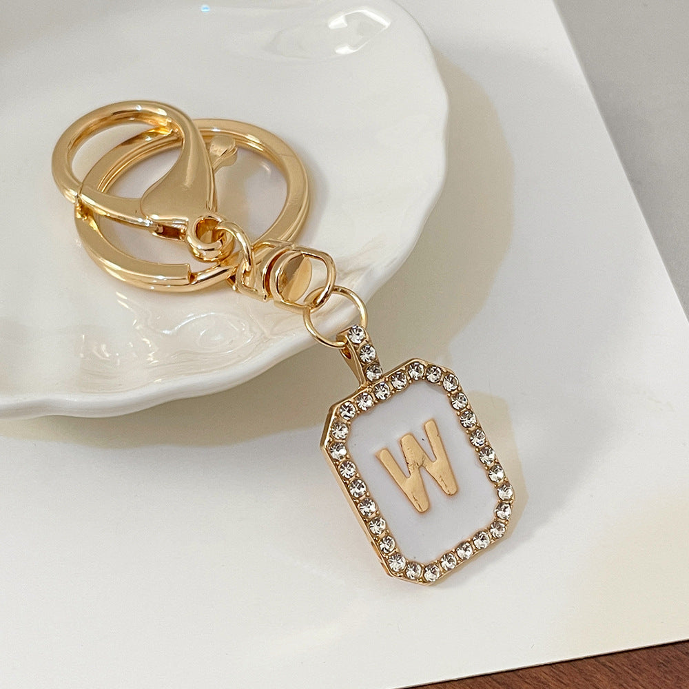 Wholesale 26 Letters Diamond-drip Oil Key Chain